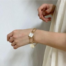 담주진주 체인 골드 클립 데일리 패션 팔찌