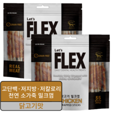 플렉스 반려견간식 밀크껌, 닭고기맛, 400g, 2개 - 우프브러쉬