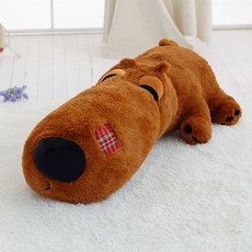 엎드려 강아지 뽀글이 장난감 피규어 라지 자고 베개 안고 인형 큰 개, 브라운