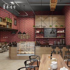 클릭커머스2 쿠션벽돌시트지 클래식 레트로 벽돌무늬 3D 라이크 벽돌폼블럭 요리당 이발소품 복장가게 공업 풍 청 붉은, 청 벽돌무늬 （방수 ）