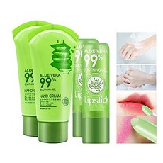 DAGEDA 2 Pack Aloe Vera Color Changing Lipstick And Hand Cream Set Anti-Cracking Hands And Lips Color Change Lip Balm & Hand Cream With Repair R, 본문참고, Size = 2 Pack