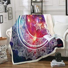 Merryword Boho Mandala 담요 보름달 담요 Zentangle sun and moon print Sherpa 담요 부드럽고 (Twin(60"x80") Moon), Twin(60"x80"), Moon