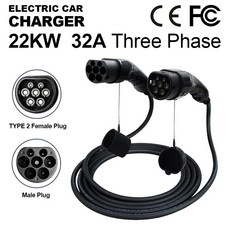 전기차급속충전기 전기 자동차 충전 케이블 EV 3 상 타입 2 에서 커넥터 스테이션용 32A 22KW, 1개