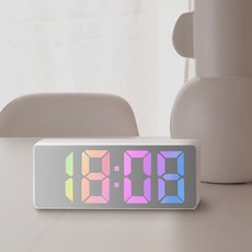 더H LED 레인보우 미러클락 알람 온도 인테리어 탁상시계 벽시계