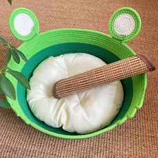 개구리 왕자 짠 고양이 둥지 애완 동물 둥지 사계절 유니버설 세척 가능한 면 로프 따뜻한 잠자는 둥지 패드, 개구리 왕자 + 흰색면 매트 + 매트, 스몰 사이즈 구경 35 * 높이 13 (3kg 이내 고, 1개