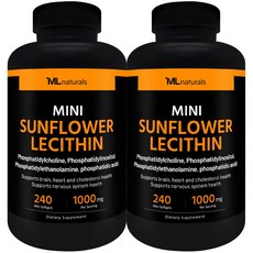 [미국빠른직구] 신제품 마이라이프 내추럴스 미니 해바라기 레시틴 1000mg, 2개, 240정