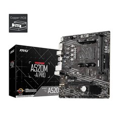 MSI A520M-A PRO 게이밍 마더보드 (AMD AM4 DDR4 PCIe 3.0 SATA 6Gb/s M.2 USB 3.2 Gen 1 DVI/HDMI Micro-A