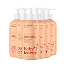 Attitude ATTITUDE 천연 2-in-1 베이비 헤어 샴푸 및 바디 워시 EWG 인증 저자극성 비건 크루얼티프리 오렌지 석류 400ml(16온스) (6팩) (166, Attitude ATTITUDE 천연 2-in-1 베이, 1개