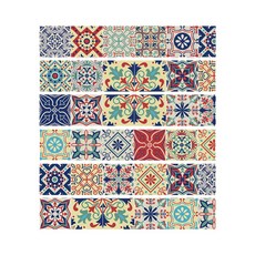 6pcs 만다라 패턴 타일 바닥 계단 스티커 욕실 부엌 장식 벽화