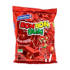 콜롬비나 봉봉범 롤리팝 Colombina Bon Bon Bum Strawberry 24개 1팩, 1개