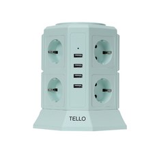 텔로 USB 타워 멀티탭 12구/17구 민트 화이트, 1개