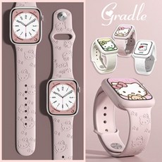 DODLXL 헬로 키티 스트랩 애플워치밴드 아이폰워치 스트랩, 블랙, 1개