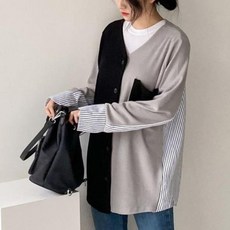 좋은친구들 20대 좋아 편안한 6만원대 선물 커프스배색셔츠가디건 빅사이즈 E-1628452