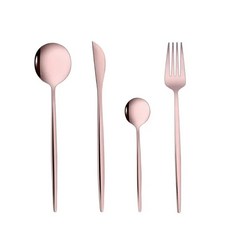 스테인레스 스틸 나이프 포크 스푼 식기 세트 황금 커트레이 세트 축제 주방 식기류 4 개, 01 4pcs cutlery pink, 1개