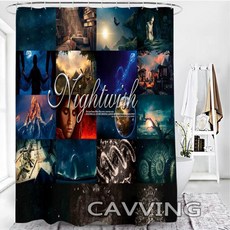 Nightwish 밴드 3D 샤워 커튼 방수 욕실 미끄럼 매트 세트 화장실 러그 카펫 홈 장식 T02, 23 180x180cm Curtain-K