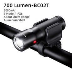 락브로스 자전거 라이트 방수 USB 충전식 LED 2000mAh MTB 램프 헤드라이트 알루미늄 초경량 손전등 라, BC02T601_CHINA