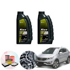 스포티지R(10~15) (가솔린) 킥스파오 엔진오일 필터세트 KPT-104, 5w30 6통+o182a2412, 0