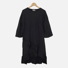 데일리 쭈리 사선 프릴 루즈 롱 원피스 캐주얼 편한 홈웨어 면원피스