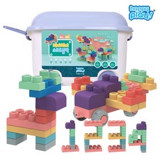해피해피 소프트블록 장난감 버켓 정리함40pcs 80pcs / 유아 어린이 블럭 쌓기놀이 유아블록 유아교구, 소프트블록_40pcs