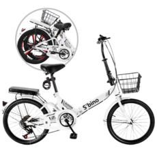 접이식 자전거 뒷자석 쿠션 미니벨로 7단 기어 경량 폴딩 클래식 여성, 22인치, 스포크휠, 화이트