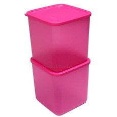 타파웨어 싱싱 블록 정사각 2단 깊음 밀폐용기 핑크 1.8L, 2개, 단품