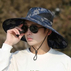 사각 낚시 모자 밀폐 용기 여행 집밥 챙넓은 투명 밀리터리 플라스틱 피크닉 자외선차단, 네이비 - 15CM