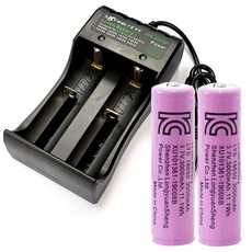 2구 충전기 + 18650 3000mAh 리튬이온 충전건전지 x 2개, 2구 충전기+18650 3000mAh 충전지x2개, 1개