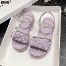 DFMEI 통굽 샌들 여 여름 송편 캐주얼 여성화 로마 비치화 인스 러쉬