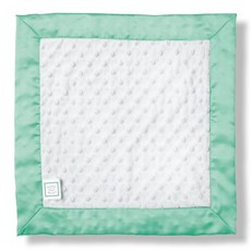 SwaddleDesigns Baby Lovie 작은 애착 담요 새틴 트림이 있는 플러시 도트 파스텔 핑크 바탕에 화이트 미니 모드 서클 36 x 36cm(14 x 14인치), Seacrystal Trim