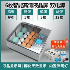 병아리 달걀 부화기 자동 스마트 계란 메추리 조류 인큐베이터, 6구 반자동 이중 전원 공급 장치, 1개