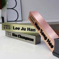  아크릴마트 메탈 명패 금속투명아크릴 변호사명패 교장명패 대표명패, 모던 박스형, 라이트골드 