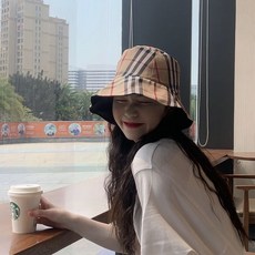 [민플레므] 체크무늬 버킷햇 벙거지모자