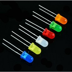 아두이노 5mm 불투명 LED 6 컬러 발광다이오드 - 100개 묶음 0.1%의 비밀, 황색(노랑색) - led다이오드