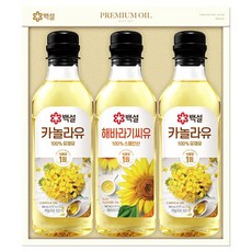 백설 프리미엄 오일 선물세트 14호 (카놀라유 & 해바라기씨유) - 박스포장 쇼핑백 최신제조, 1개