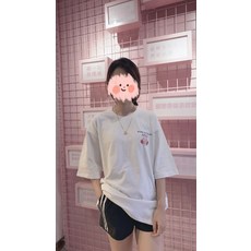 adlv 아크메드라비 kakao 연명 반팔 시리즈 작은 라벨 방귀 복숭아 도넛 T 셔츠