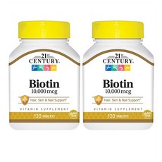 21st Century 21센츄리 비오틴 Biotin 10 000mcg 120정 2팩, 1개