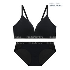 CODES COMBINE INNERWEAR 컴포트 푸쉬 브라 팬티 세트_블랙
