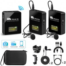Pixel UHF 무선 라 발리에 마이크 시스템 (수신기 1 개 송신기 2 개 라펠 마이크 2 개 포함) 카메라 스마트 폰 DSLR 비, 단일옵션