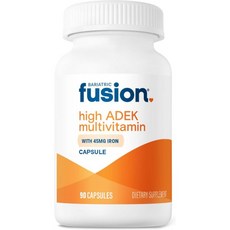 Bariatric Fusion 철분이 함유된 바리아틱 퓨전 하이 ADEK 멀티비타민 | 십이지장 스위치용 삼키기 쉬운 비타민 90캡슐 1개월 공급, 1 Month Supply Unflavored Caps, 1개, 90정