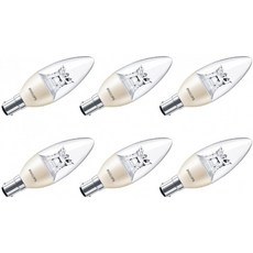 영국직배송 필립스 마스터 LED 6 W (40 W) B15 소형 바이오넷 캡 캔들 따뜻한 흰색 딤톤 클리어 - 6팩, 단일옵션