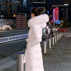 여성 폭스 퍼 롱 패딩 점퍼 여우 모피 겨울 코트 일상 룩 점 여자 점 긴 재킷 허리 무릎 위 2022 새로운 스타일 두꺼운 진짜 칼라 Pinghu 안티 시즌