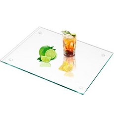 VSAR House 주방용 강화 유리 도마 40.6 x 30.5cm16 12인치 미끄럼 방지 발 식기 세척기 사용 가능 내열성 비산 긁힘 화이트 블랙 대리석 패턴, Clear-20x16, 1개
