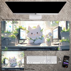 게이밍 장패드 대형 컴퓨터 마우스패드 러블리 카툰스타일 고양이 패턴 고급 노슬립 소프트 테이블롱매트 사무실/책상/기숙사 노트북 컴퓨터 꾸미기 아이템 선물용, 고양이-30,