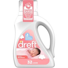 드레프트 1단계 신생아 액체 세탁 세제 민감한 피부에 순하고 HE 호환 32로드, 1개