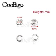 가죽 그로밋 라운드 아이 링 신발용 금속 구멍 가방 벨트 DIY 공예 액세서리 실버 컬러 100 세트, DIA. 4MM, 1개