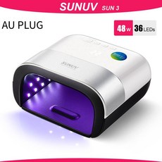 냉온풍 젤램프 셀프 네일 드라이어 매니큐어 네일샵 전문가용 건조기 SUNUV UV 램프 기계용 48W 젤 폴리시 램프 모션 감지 LCD 디스플레이 건조 손톱, 03 SUN3 AU Plug