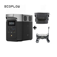[ECOFLOW 전용가방+캠핑웨건 100% 증정] 에코플로우 파워뱅크 델타 2+전용가방 대용량 휴대용 캠핑용 차박 배터리, 혼합색상