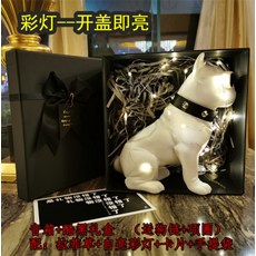 프렌치 불독 블루투스 스피커 3종 선물세트 탁상 댕댕이 강아지 장식품 매장 카페 인테리어, p10 중백+(쿨블랙박스)+자체발광등