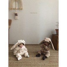 (S 바배 세일)더랄라퍼프토끼슈트 겨울 아기 베이비 신생아 방한우주복 촬영 둥이룩