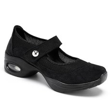 여성 통기성 댄스화 라인댄스화 스포츠댄스 신발 구두 굽높이 4cm (블랙 와인), 37(235), 889 Black